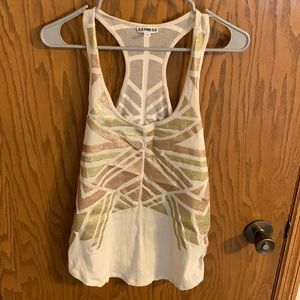 Ivory sparkle bronze gold Express tank medium womens